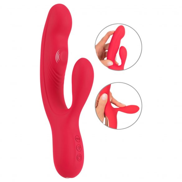 Smile Thumping Konijn - herlaadbare vibrator met 3 motoren (rood)