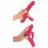 Smile Thumping Konijn - herlaadbare vibrator met 3 motoren (rood)