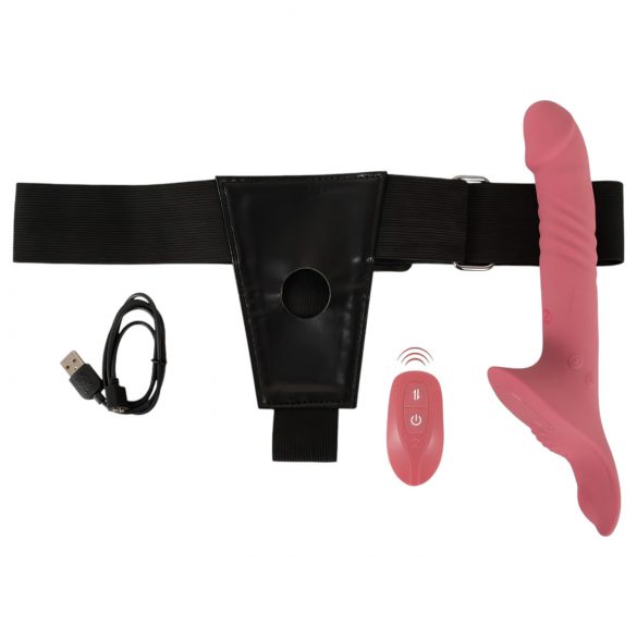 You2Toys - strap-on vibrator set (zwart-magenta)