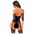 Obsessive - patroon, versierde net catsuit (zwart) (S-L)