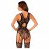 Obsessive - bloemenmotief net catsuit (zwart) (S-L)