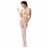 Passion BS048 - Open Net Catsuit met Halsband (Wit) - S-L