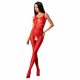 Passion BS078 - gestippeld, open jumpsuit - rood (S-L)