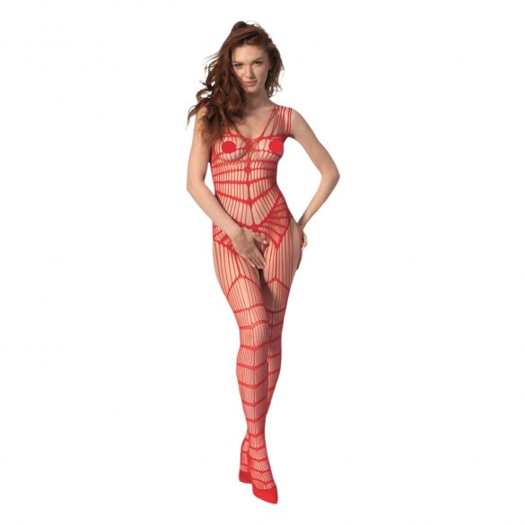 Passion BS102 - open net bodysuit (rood) - S-L