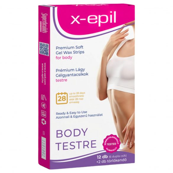 X-Epil - kant-en-klare premium gel-wasstrips (12 stuks) - lichaam