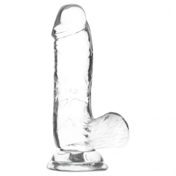 Addiction Crystal - staande dildo met ballen (transparant) - 15cm