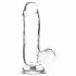 Addiction Crystal - staande dildo met ballen (transparant) - 15cm