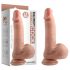 Dual Density - zuignap dildo met testikels - 18cm (naturel)