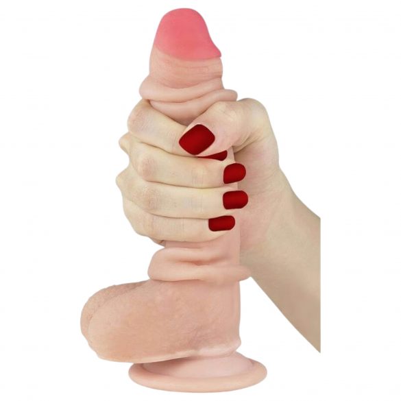 Lovetoy Sliding-Skin - dubbel gelaagde zuignap dildo - 18cm (natuurlijk)