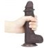 Lovetoy Sliding-Skin - tweelaagse zuignap dildo - 18cm (bruin)