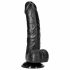 RealRock - zuignap, realistisch dildo met testikels - 15.5 cm (zwart)