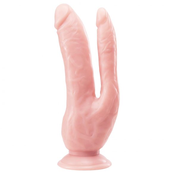 Dr. Skin 8 - zuignap dubbele dildo (natuurlijk)