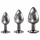 Evolved Zwart Edelsteen - metalen anale dildo set (zwart-zilver)