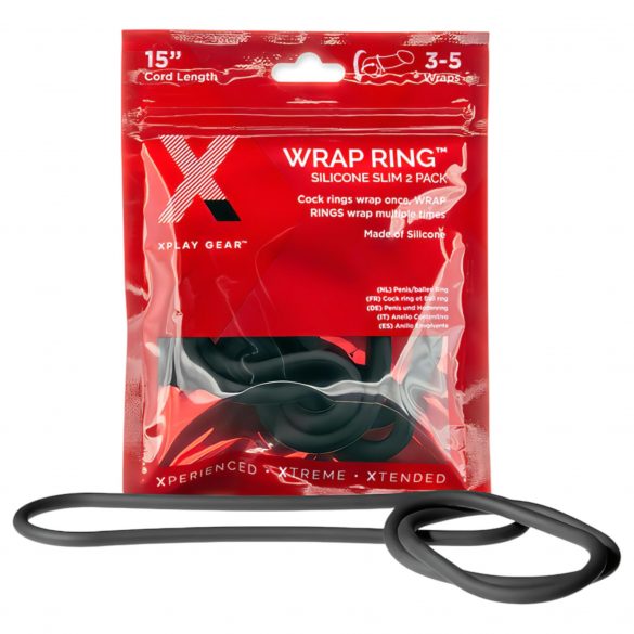 Perfect Fit Slim Wrap 15 - dunne penisring - zwart (38cm)