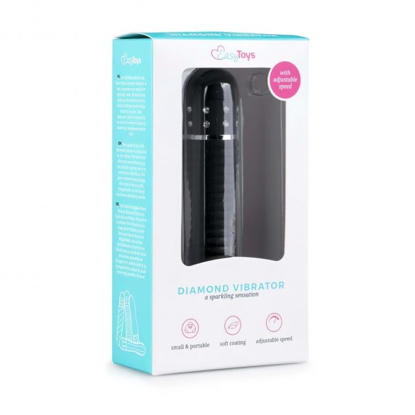 Easytoys Diamond Geribbeld - geribbelde staaf vibrator (zwart)