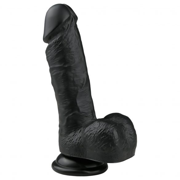 Easytoys - zuignap dildo met bal (17,5 cm) - zwart