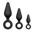 Easytoys - anale dildo set met handgreepring - 3 stuks (zwart)