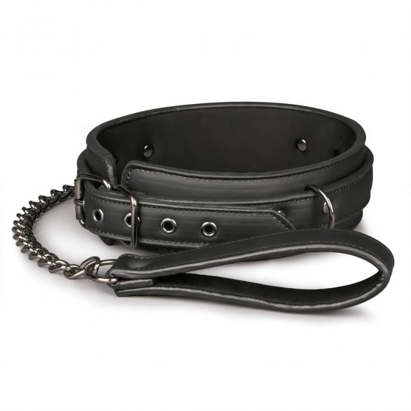 Easytoys - halsband met riem (zwart)