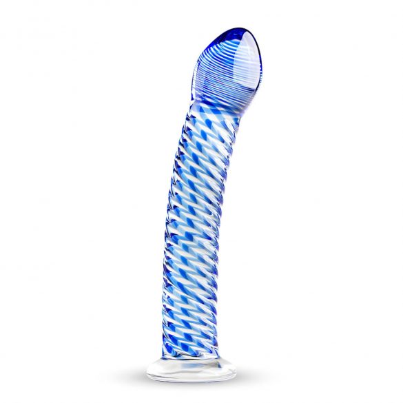 Gildo Glas No. 5 - spiraalvormige glazen dildo (doorzichtig-blauw)