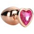 Gleaming Love - aluminium anaalplug met hartvormige steen (rosegoud)