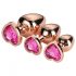 Gleaming Love - hartvormige anale plug set - rosegoud (3-delig)