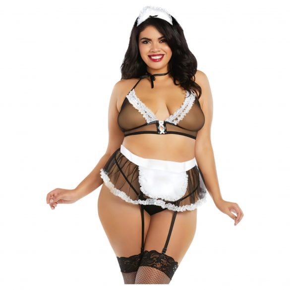 Dreamgirls Maid Plus Size Transparant Mesh - dienstmeisje kostuum (XL-XXL)