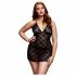 BACI Grote Maten - Halternek, Kant Babydoll - Zwart (XL-XXL)