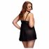 BACI Plus Size - Opengewerkte Stippen Babydoll - Zwart (XL-XXL)