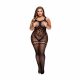 Baci Plus Size - patroon catsuit met netkousen - zwart (XL-XXL)