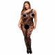 Baci Plus Size - eenzijdige, bloemen net stof catsuit - zwart (XL-XXL)