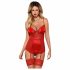 Obsessive Lovica - kanten jarreteltop en string (rood)