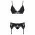 Obsessive 810-SEG-1 - kant kanten lingerie set (zwart)