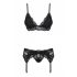 Obsessive 810-SEG-1 - kant kanten lingerie set (zwart) - L/XL