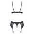 Obsessive 810-SEG-1 - kant kanten lingerie set (zwart) - L/XL