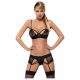 Obsessive Wonderia - geborduurde kanten lingerie set (zwart)