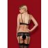 Obsessive Wonderia - geborduurde kanten lingerie set (zwart)