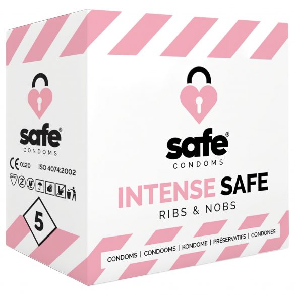 SAFE Intensieve Veilige - geribbelde-en-noppen condoom (5 stuks)